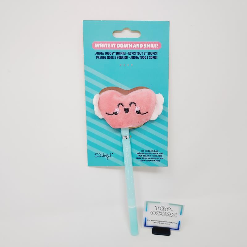 Stylo Peluche Fantaisie Mr. Wonderful coeur