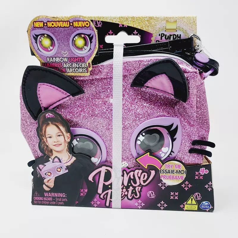 Sac pailleté Purse Pet en forme de chat les yeux s'allument