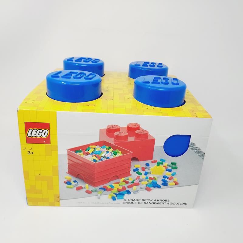 Boite de rangement bleue Lego 4 tenons